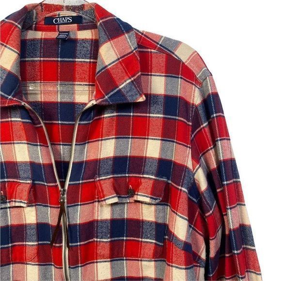 Chaps Flannel Shacket in Red and Blue VTG - Picture 3 of 3